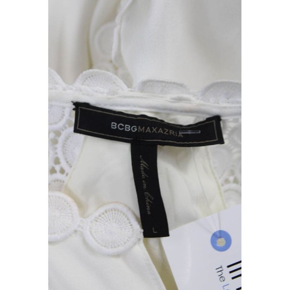 BCBGMAXAZRIA Women Shift Dress White V Neck Long Sleeve Knee Length Size L - Picture 5 of 5